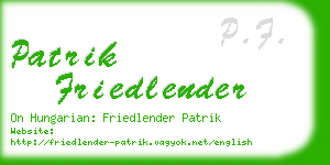 patrik friedlender business card